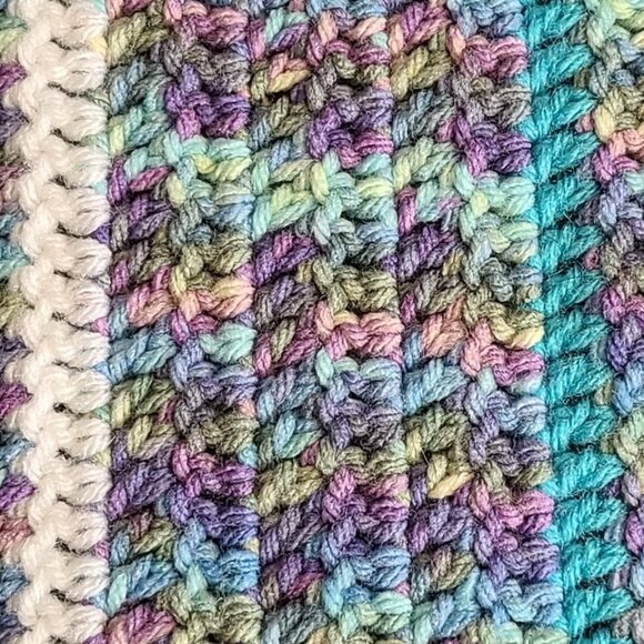 Crocheted Striped Lapghan – Handmade in North Dakota – approx 37” x 44” - Picture 4 of 5